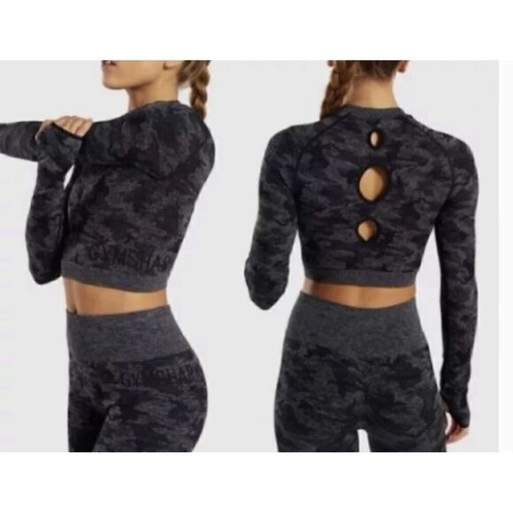 Gymshark Adapt Camo Seamless Long Sleeve Workout Crop Top Size S - Picture 2 of 8